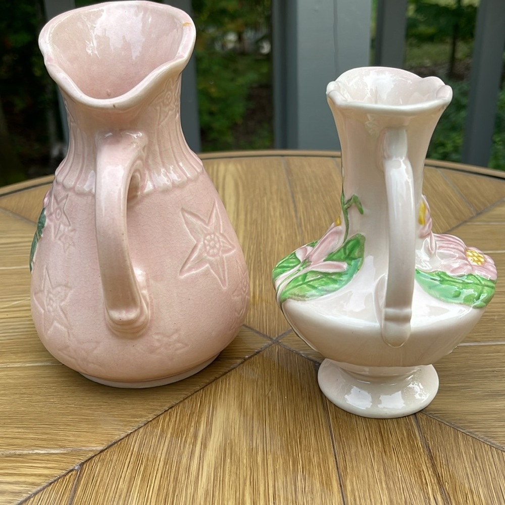 Vintage Pink Pitcher And Hull Vase, Made USA - Picture 7 of 11